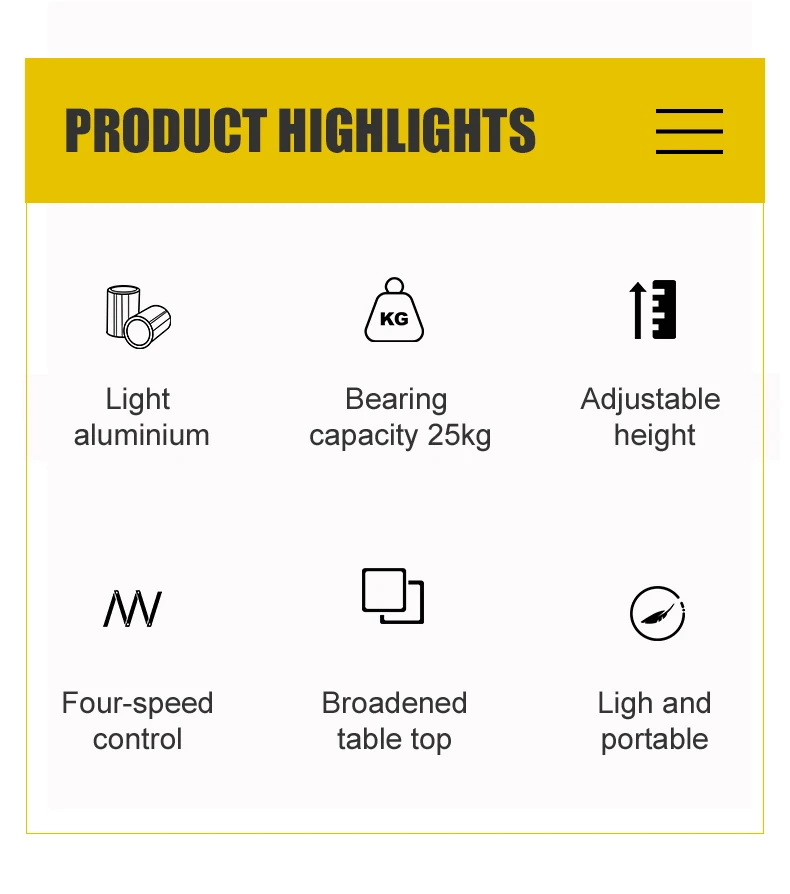 Description Picture 3 of itemWESTTUNE Outdoor Tactical Table Folding Camping Table Lightweight Multifunctional Liftable Picnic Table for Hiking Travel BBQ