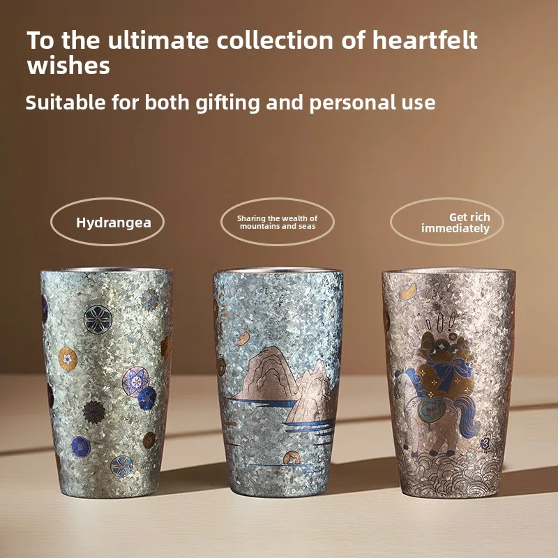 Pure titanium beer cup double-layer integrated coffee cup home tea  milk  mug
