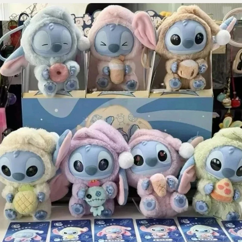 

Disney New Stitch Eat Some Thing Before Sleep Series Vinyl Blind Box Bag Pendant Cute Plush Doll Mystery Box Toy Surprise Gifts