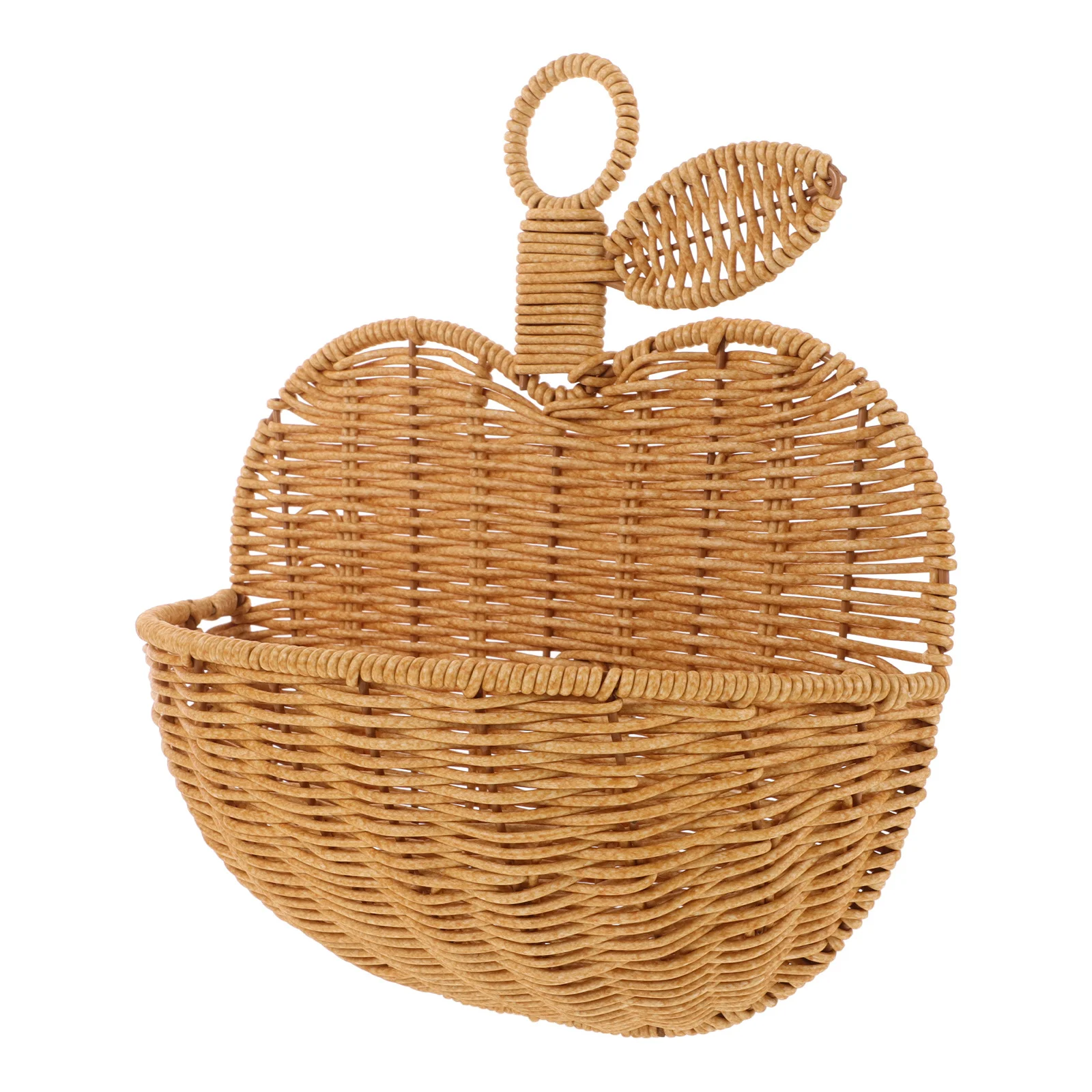 

Apple Shaped Hanging Basket Hand Woven Rattan Decorative Storage Bin Kitchen Wall Organizer Fruit Vegetable Hammock Basket