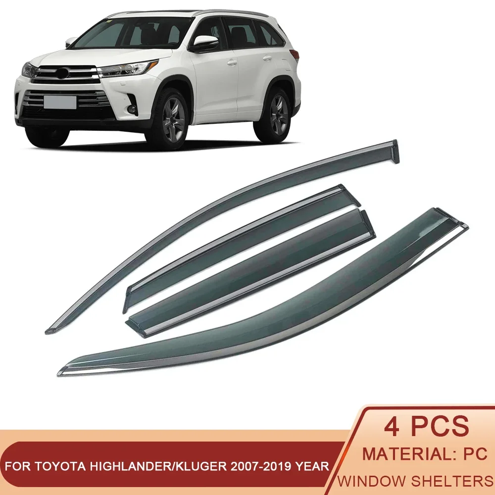 

For TOYOTA Highlander/Kluger 2007-2023 Car Window Sun Rain Guard Shade Visor Shield Shelter Protector Cover Trim Frame Sticker