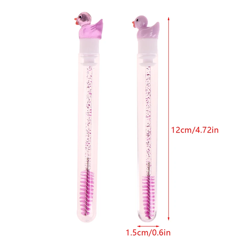 فرشاة رموش أنبوبية قابلة لإعادة الاستخدام ، فرشاة حواجب ، قضيب كريستال ، أداة تمديد الرموش المقاومة للأتربة ، عصا ماسكارا رموش ، تصميم بطة لطيف ، 1: 1 #6