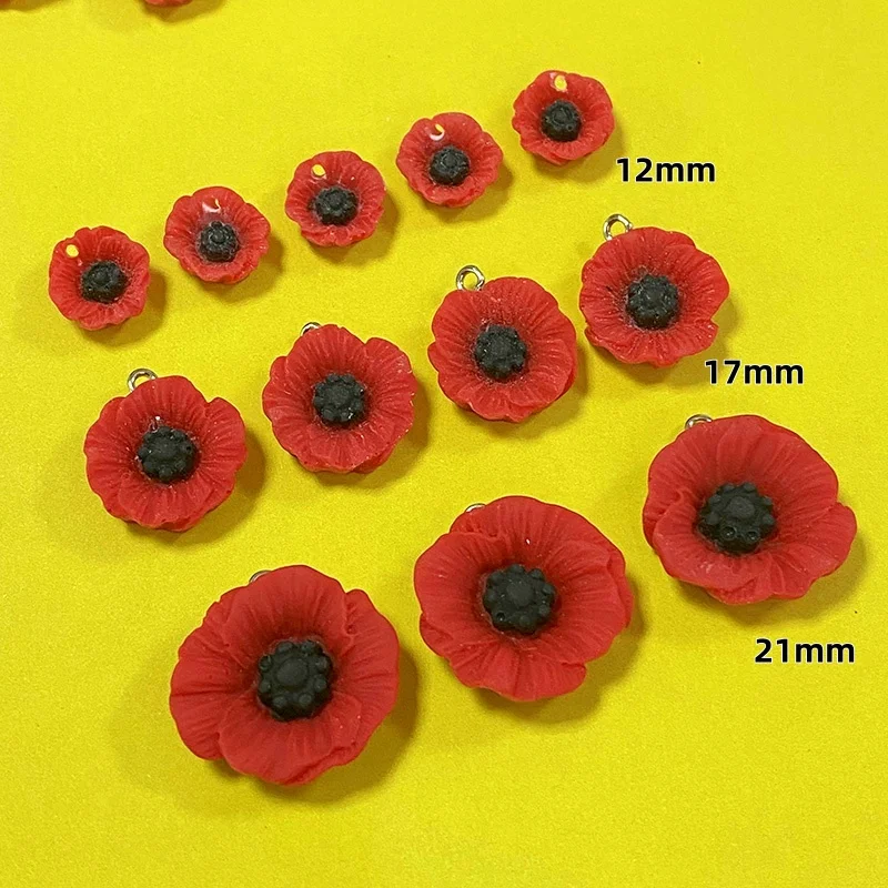 50 قطعة زهرة الخشخاش السلمية الراتنج السحر بالجملة 12/17/21 مللي متر الزهور قلادة DIY بها بنفسك لصنع المجوهرات القرط