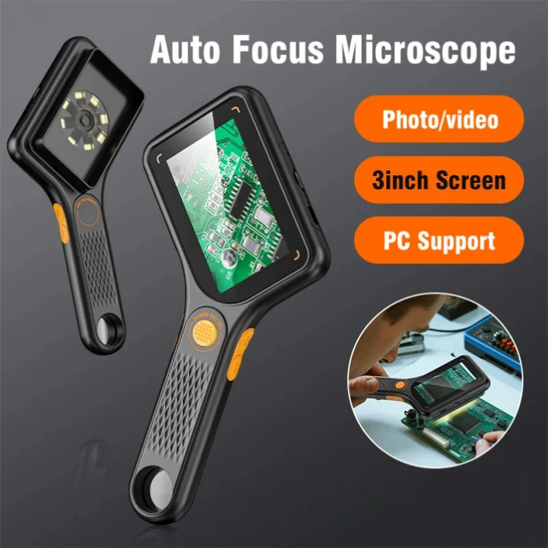 

Handheld USB Digital Microscope 3.0 inch Big Screen Autofocus Digital Magnifying Glass 500x 2MP for Electronics Repair PCB Watch