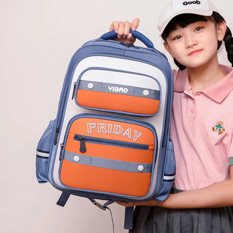 Zipper Oxford Large Capacity Children's Bag Primary School Students' School Package School Bag for Students in Grades 1-3