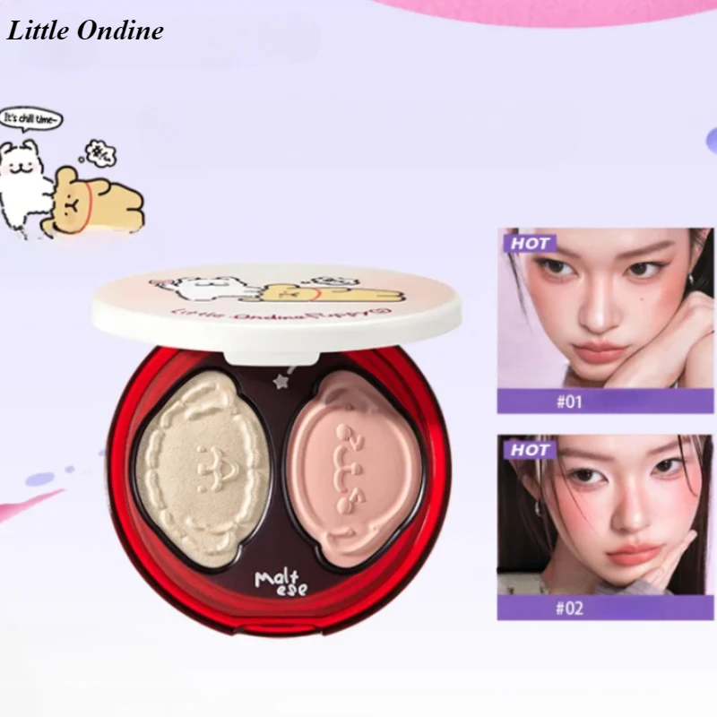 Little Ondine X Line Puppy Co 2colors Series Cosmetics Branded High Cheek Red Multi Function Plate Long-lasting Delicate Makeup