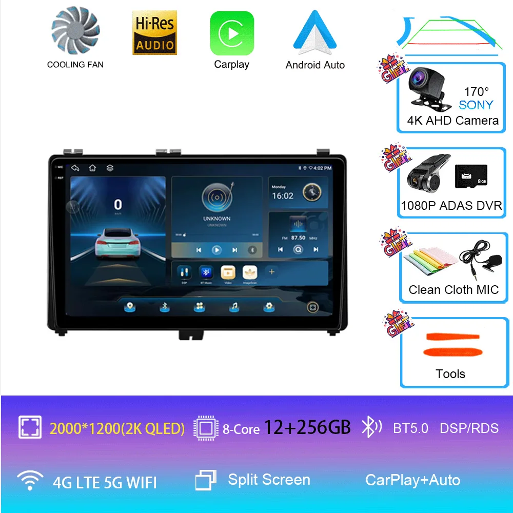 Android 16 voor Toyota Corolla Auris 2017 2018 Carplay Auto GPS Navigatie Autoradio DSP Head Unit BT Videospeler 2 Din Stereo