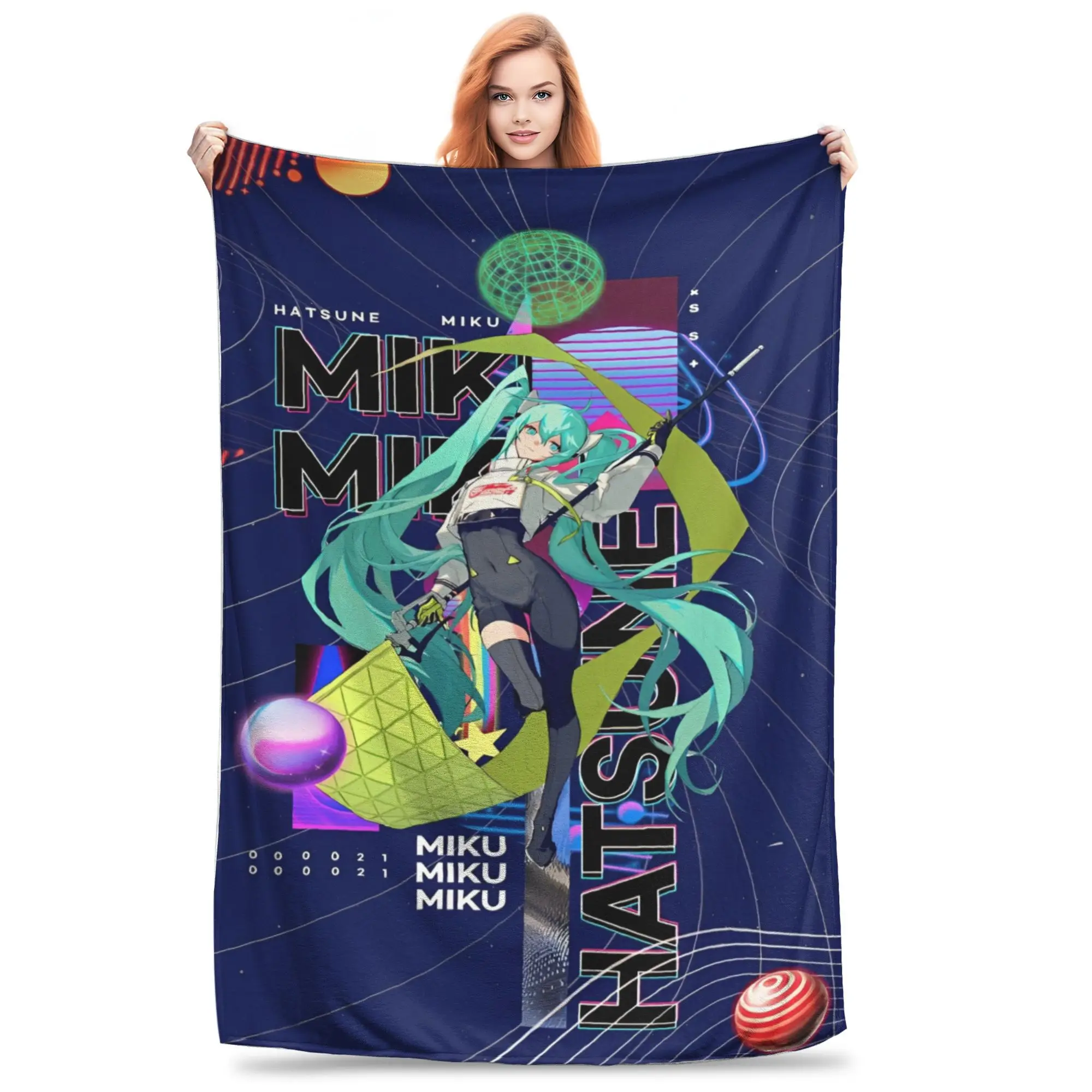 

Hatsune Miku singer music anime Printed Blanket For Men Women Cozy Soft Throw Blankets for Living Room