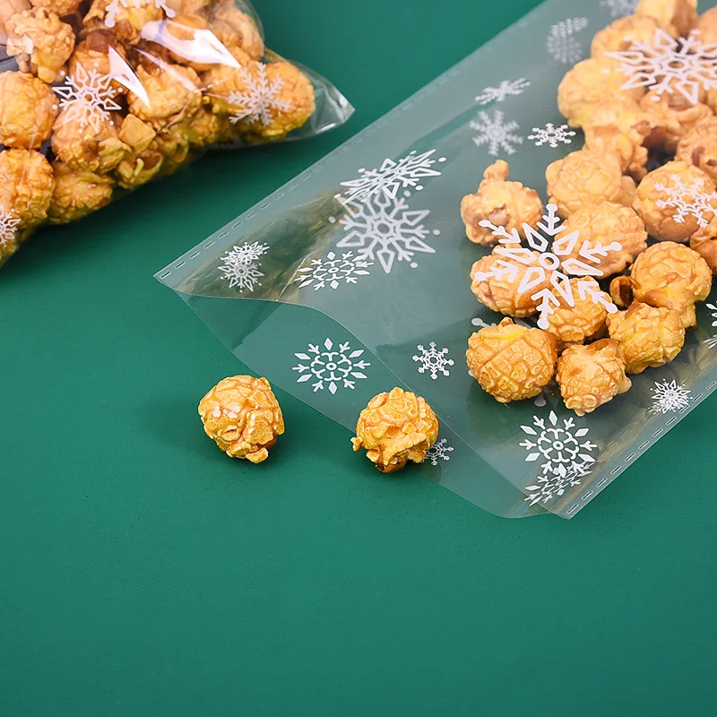 Schneeflocke Süßigkeiten Taschen Weihnachten Transparent Cookie Popcorn Verpackung Plastiktüte Weihnachten Party Dekorationen Geschenk Taschen für Kinder – Detail 6