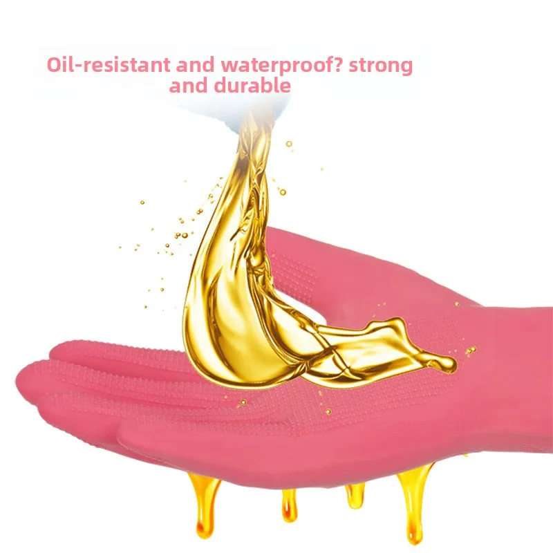 Household Dishwashing Gloves Kitchen Vegetable Washing Laundry Waterproof Plastic Rubber Cleaning Durable Reusable Non Slip