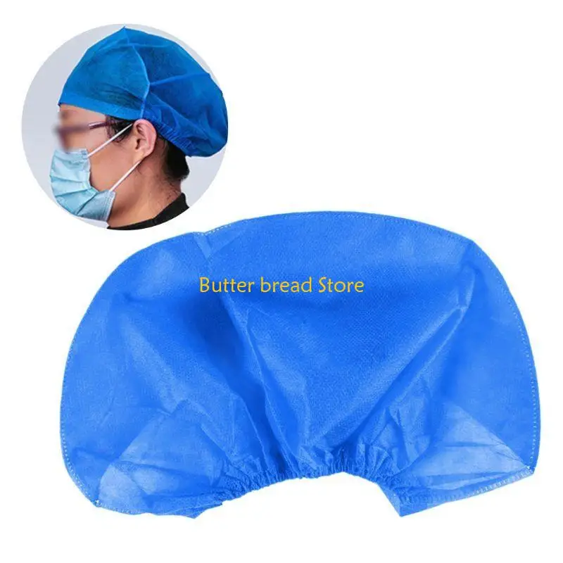 W89C 10pcs Disposable Elastic Non-Woven Bouffant Chef Catering Dust Hat