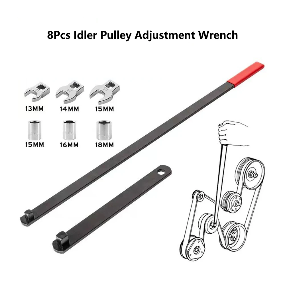 8pcs Extension Wrench Workshop Repair Tool Idler pulley belt tensioner adjusting wrench Tension Tensioning Adjuster Lever Tool