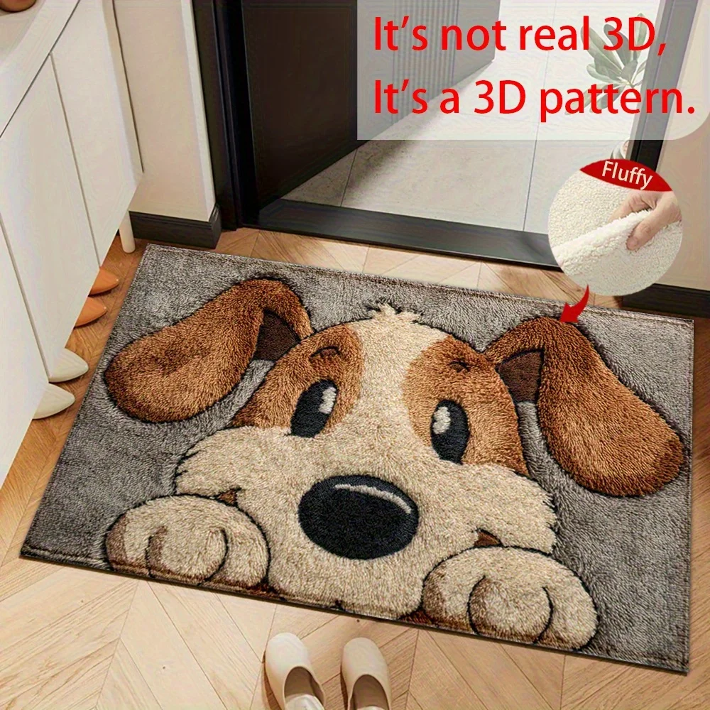 VIKAMA Adorable Puppy Bath Mat Soft, Warm and Noise-Reducing Bathroom Mat for Entrance Hallways Home Decor Rug