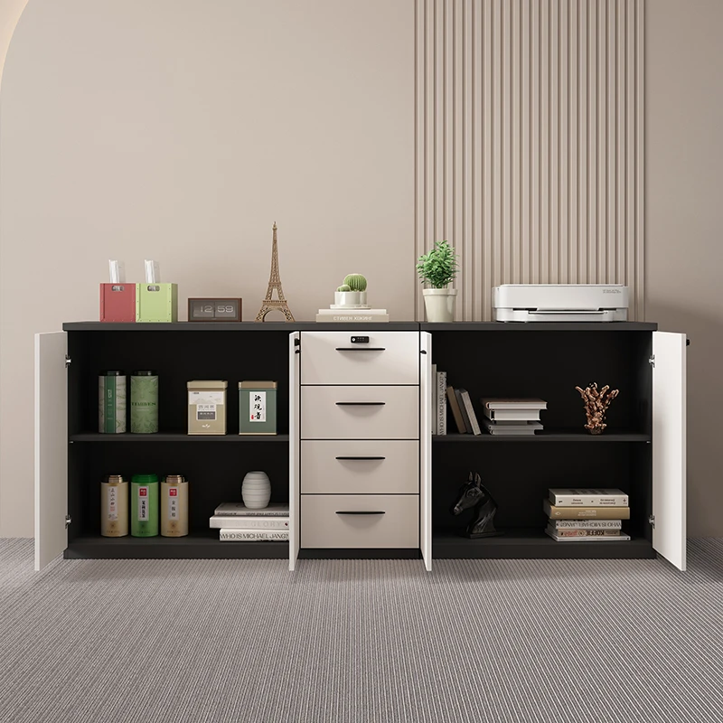 خزانة ملفات مكتبية خشبية للمكتب مع قفل مجمع للتخزين وخزانة ملفات منخفضة وأثاث مكتبي