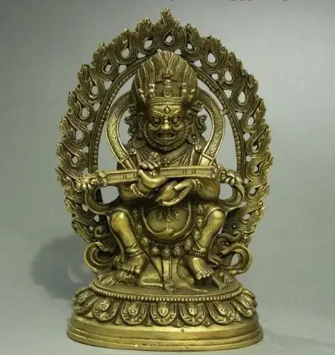 China Tibetan Buddhism Brass Mahakala King Kong Guardian Buddha Statue