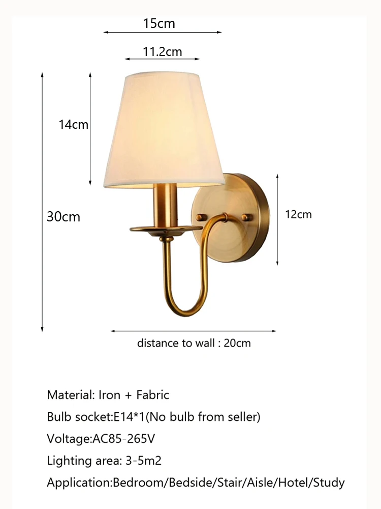 Lámpara de pared de tela E14 para dormitorio, mesita de noche, moderna, Simple, estilo europeo, sala de estar, Hotel, estudio, oficina, pasillo