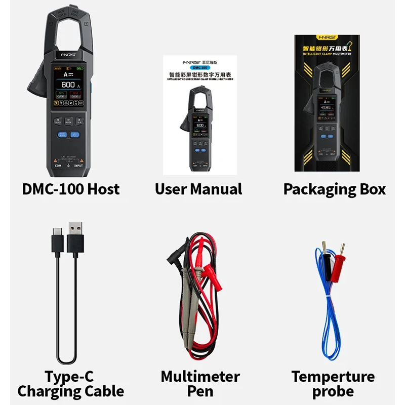 10000 Counts USB rechargeable DC AC Current Clamp Meter Digital Multimeter 600A Amperimetric Clamp capacitance Electrician Tool