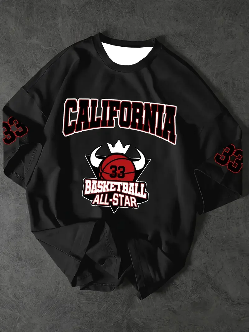 Camiseta deportiva para hombre, camiseta de manga corta con estampado de California NO.24, camisetas gráficas de verano, camisetas deportivas de talla grande para mujer