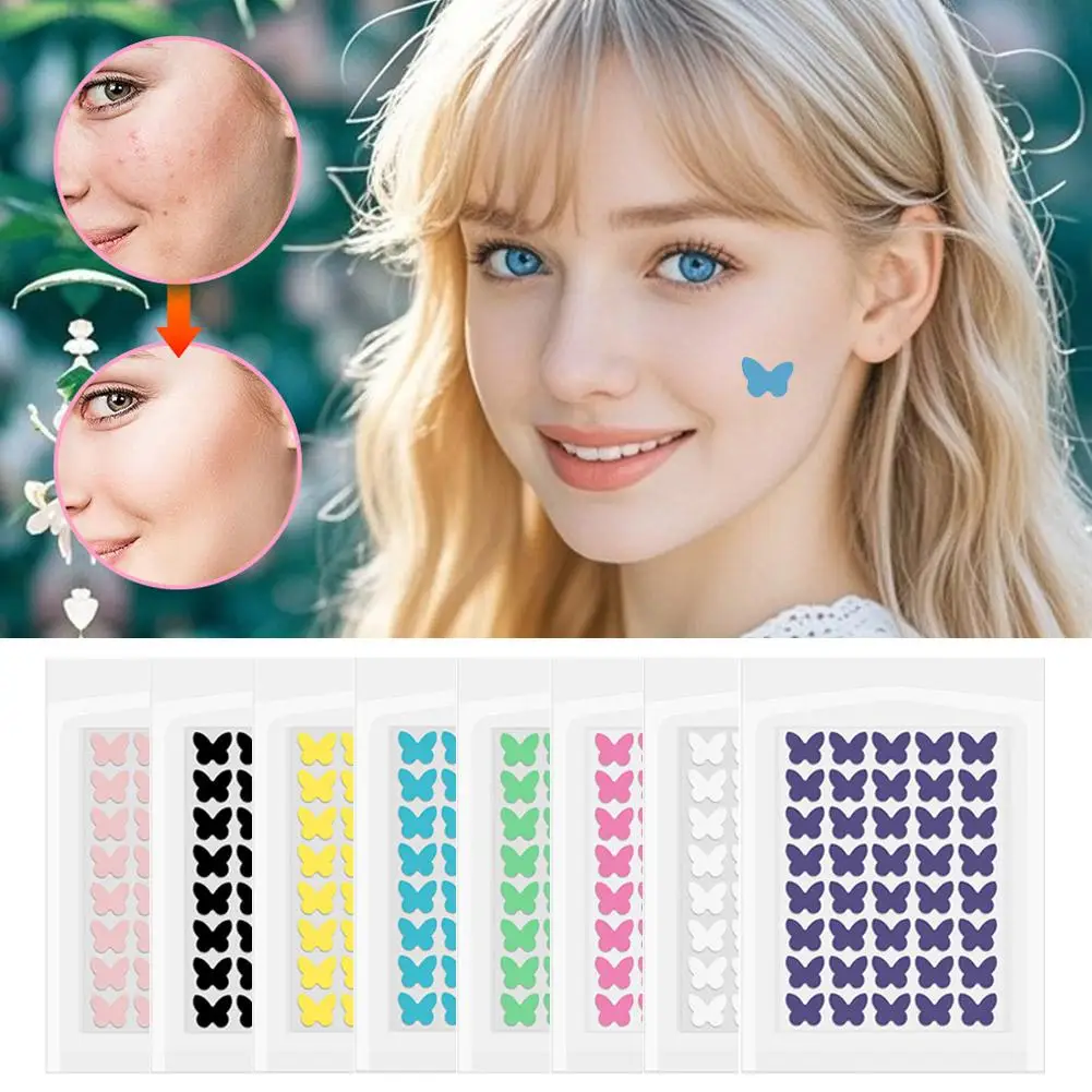 Patchs hydrocolloïdes pour boutons d'acné, pour le visage, estompe les imperfections, marques de boutons, imperfections d'acné fermées, couverture en forme de papillon