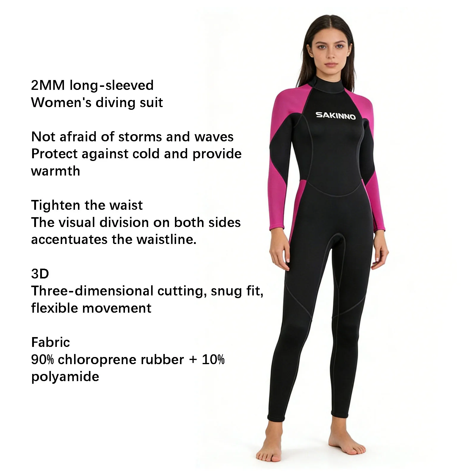 

Women's 2MM Full Body Neoprene Wetsuit Long Sleeve Diving Suit for Snorkeling Surfing Deep Dive Swimming Warm Protective Gear