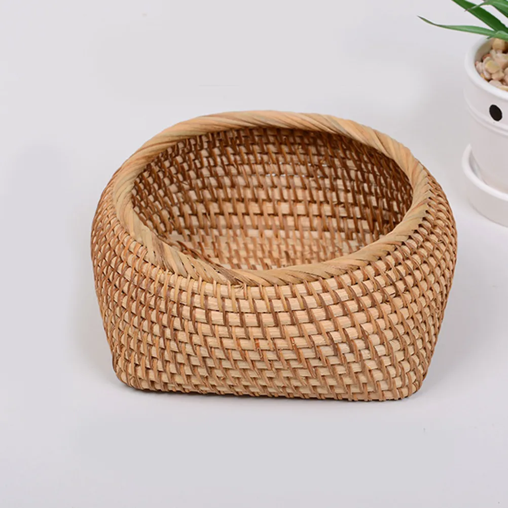 

1Pcs Natural Rattan Storage Box Handmade Tea Cake Basket Home Storage Box Multifunctional Rattan Dish Size M Lightweight