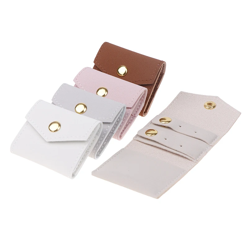 Mini Envelope Jewelry Bag Snap Button Closure Luxury Microfiber Suede Jewelry Necklace Earrings Packaging Pouch Bags