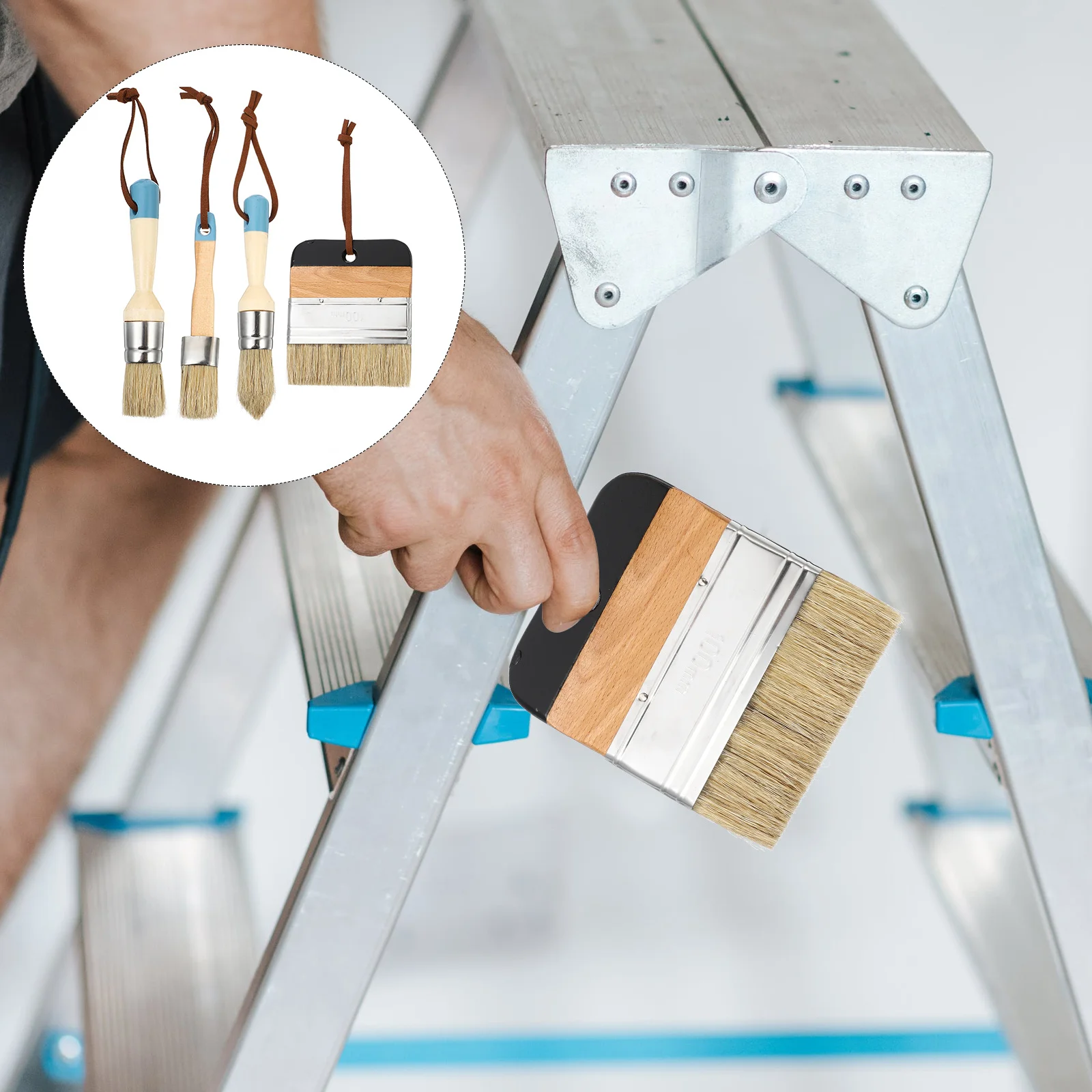

4pcs Paint Brush Set 1 Inch Wood Handle For Oil Paint Varnishes Glue Durable Flexible Household Home Decor Art Tool