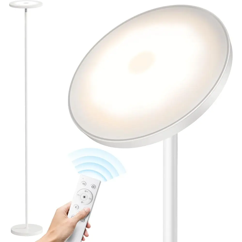

Super Bright 32W LED Floor Lamp with Remote Control, 69 Tall Adjustable Torchiere Light for Living Room, Bedroom or Office, Whit