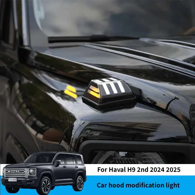 

Car Engine Hood Day Running Light Modification LED Square Turn Signal For Haval H9 2nd 2024 2025 Car Accessories