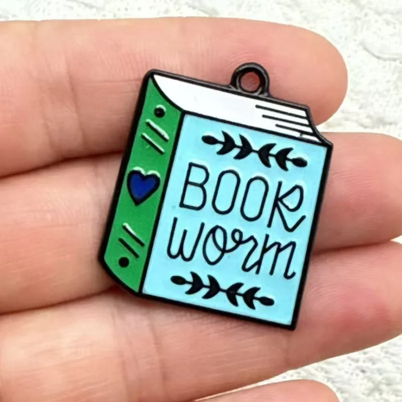 10pcs Enamel Curse Student Books Charms Pendants for Jewelry Making DIY Earring Necklace Handmade Craft