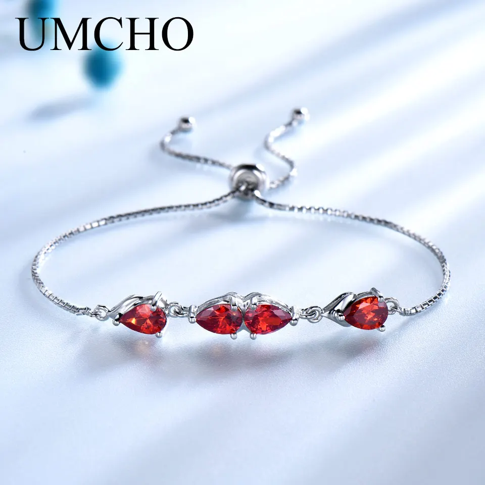 

Garnet Bracelet 5*7mm Pear Bracelets Adjustable Bracelet for Woman S925 Silver Bangle Fashion Jewelry