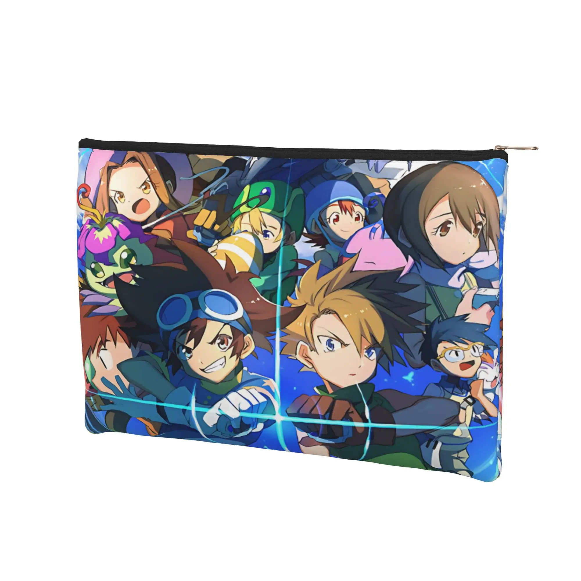 anime Foldable Cute pouch Digital Monster Makeup Bag  Toiletry Bag with Zipper Toiletries Storage Bag