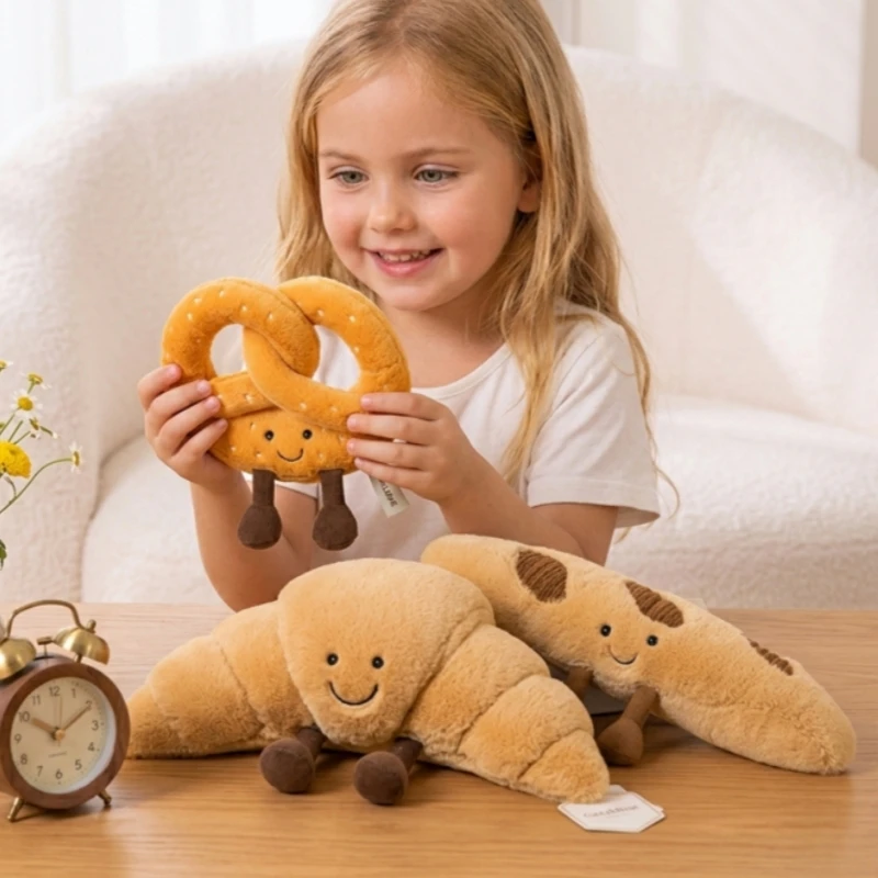 

Мягкая игрушка-десерт из серии «Мультяшная еда»: хлеб, завтрак, кролик, багет, круассан, крендел, кукла-комфортер, забавный декор, рождественские подарки