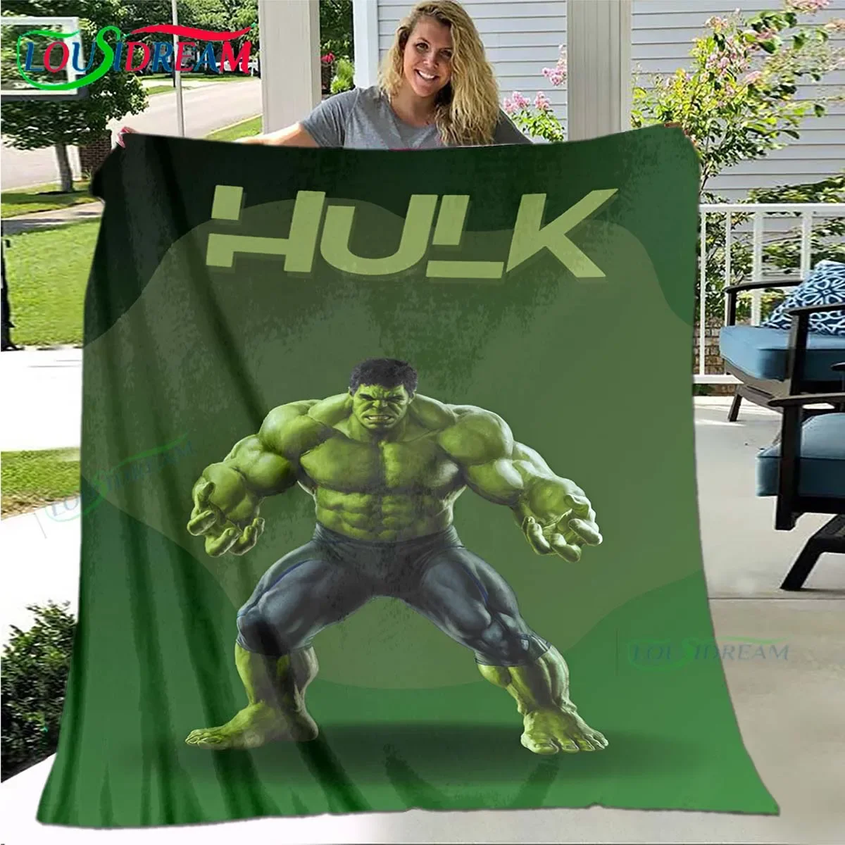 

3D Fashion Marvel Cartoon Hulk Flannel Adult and Children Blanket Sofa Bed Decoration Blanket Portable Blanket bath towel Gift