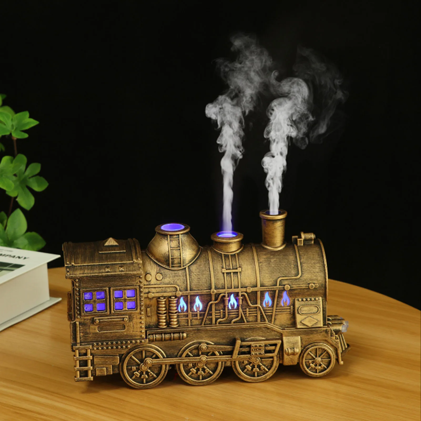 電車型加湿器-ダブルアウトレット-フレグランスクールミストディフューザー-寝室・デスクトップ用-300ml容量-フレグランスディフューザー