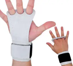 Agarre de mano de cuero Natural, Protector de palma para mujer y hombre, guantes de gimnasio con correa para la muñeca