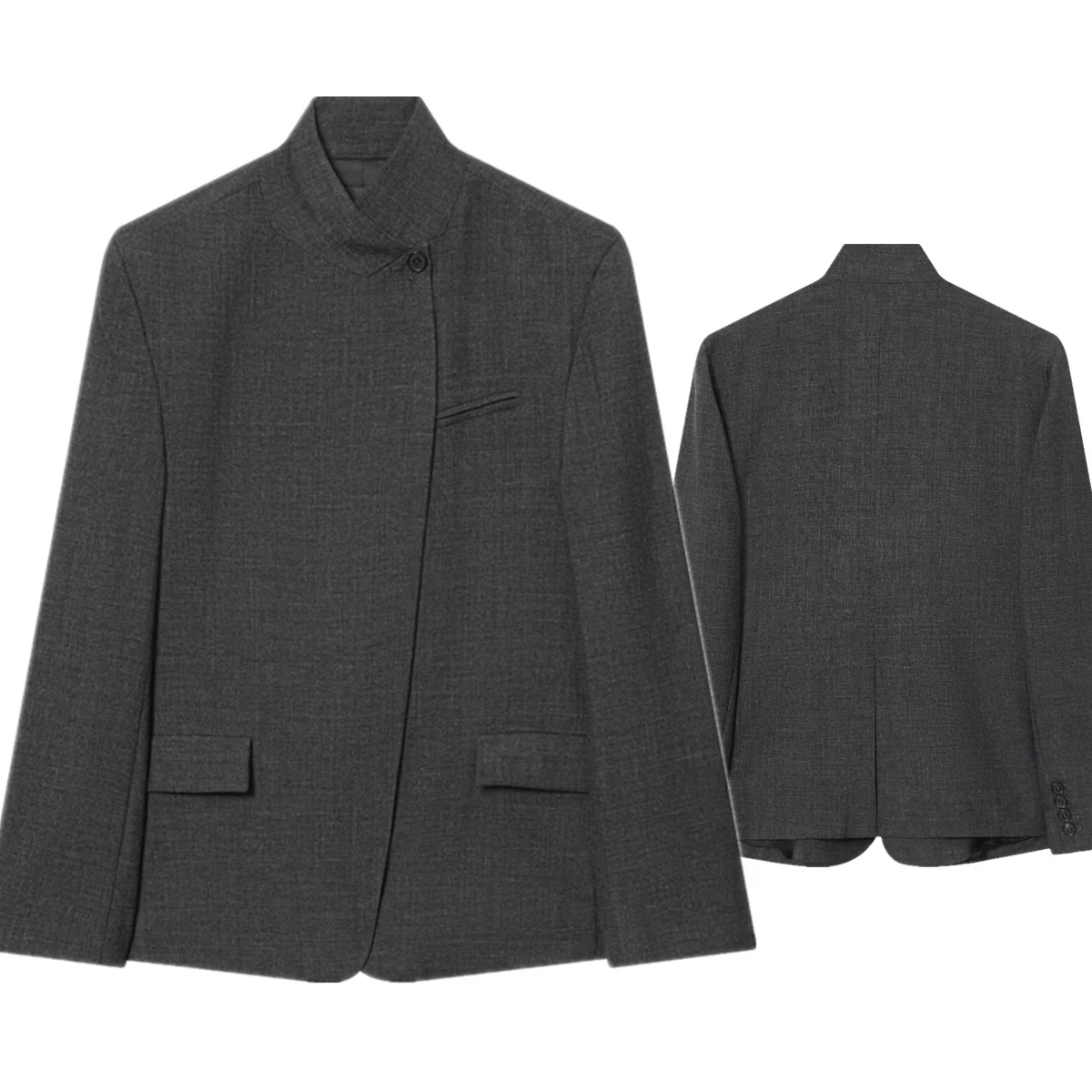 

Maxdutti Minimalist Gray Asymmetric Blazer Women's Jacket 2026 Fashion Lady ELegant Woman Clothes Tops Blazer Woman