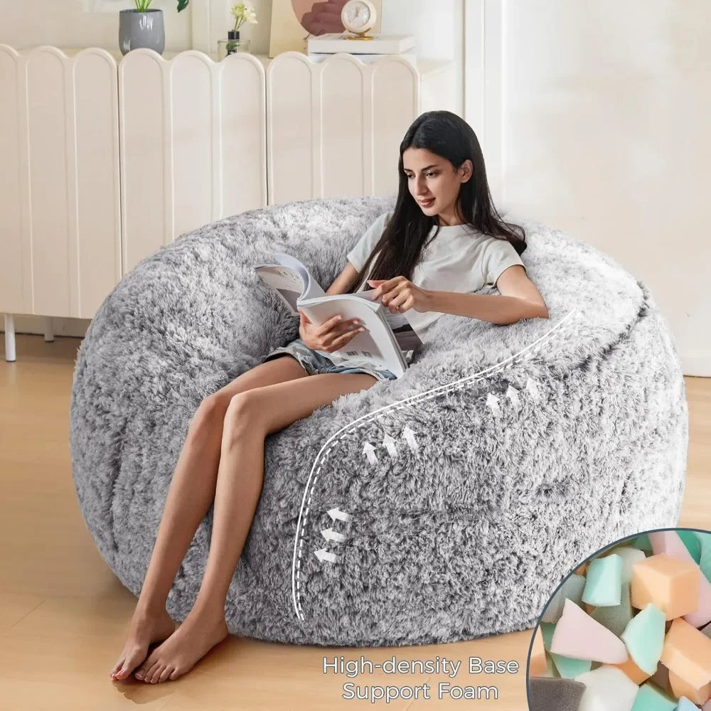 

Bean Bag Chair, Large 4 ft Bean Bag Chairs w/Foam Filling, Ultra Soft Fur Lazy Sofa, Machine Washable Cover, Bean Bag Chairs