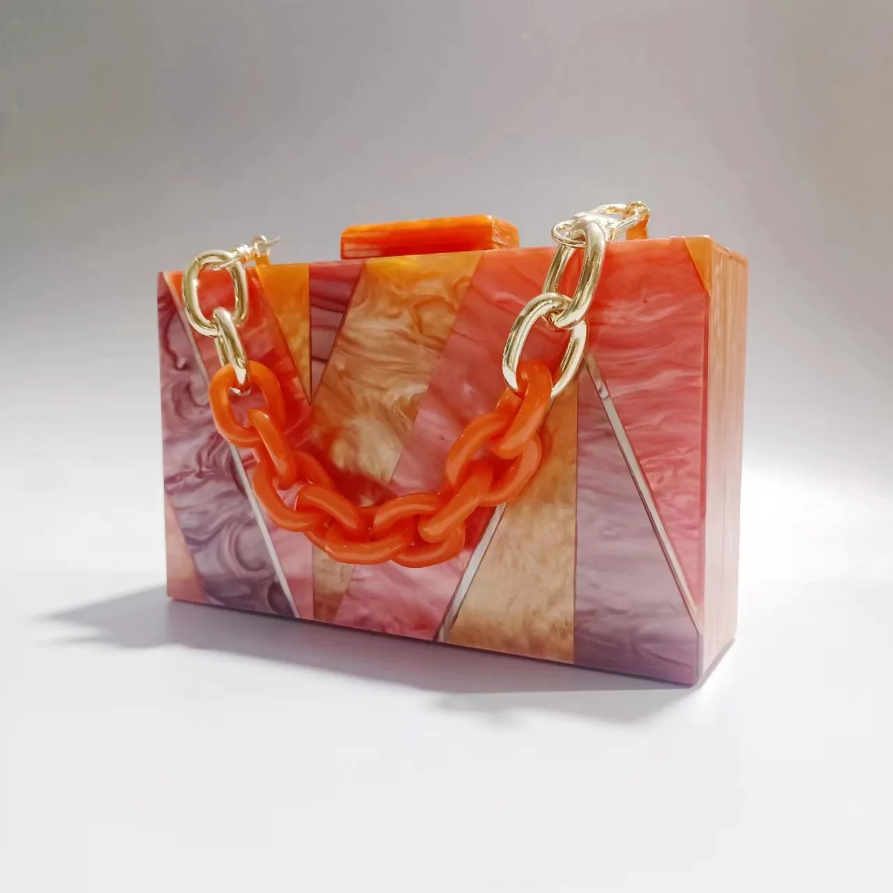 Marble Orange Striped Evening Clutch Women Boutique Pearl Mini Flap Female Summer Beach  Purse And Handbags Bridal Wedding Bags