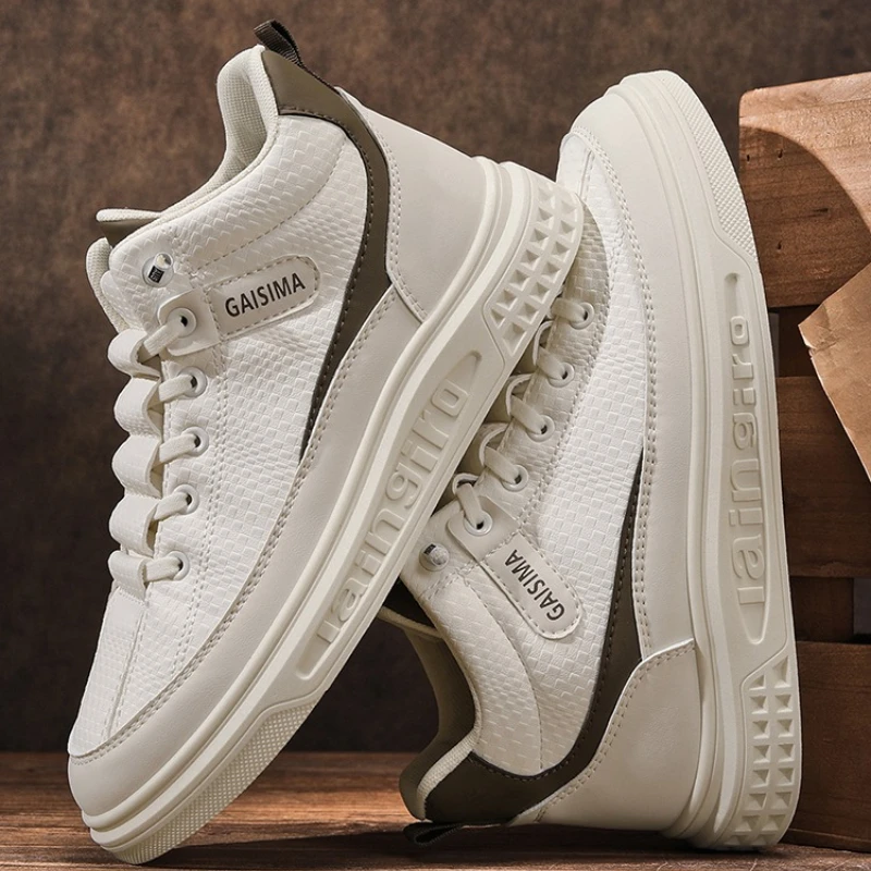 

Высококачественные мужские кроссовки большого размера на плоской подошве износостойкой кожи с высоким берцем и шнуровкой на мягкой подошве с круглым носком