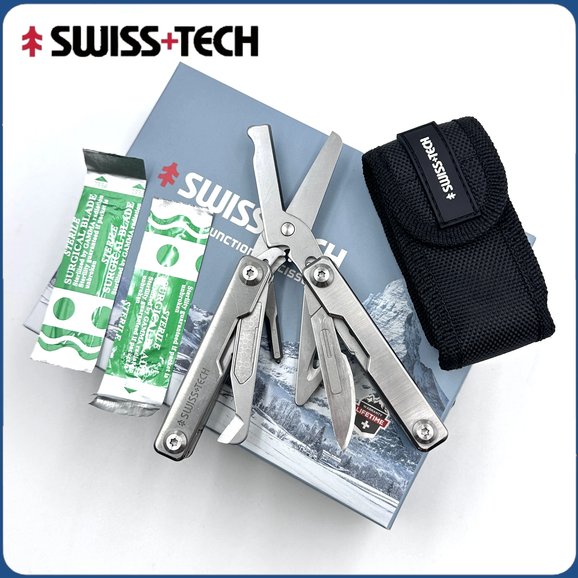 

SWISS TECH EDC Compact Multi-Functional Tool Scissors (With Replaceable Blades) Portable Multi-Tool Outdoor Survival Gift