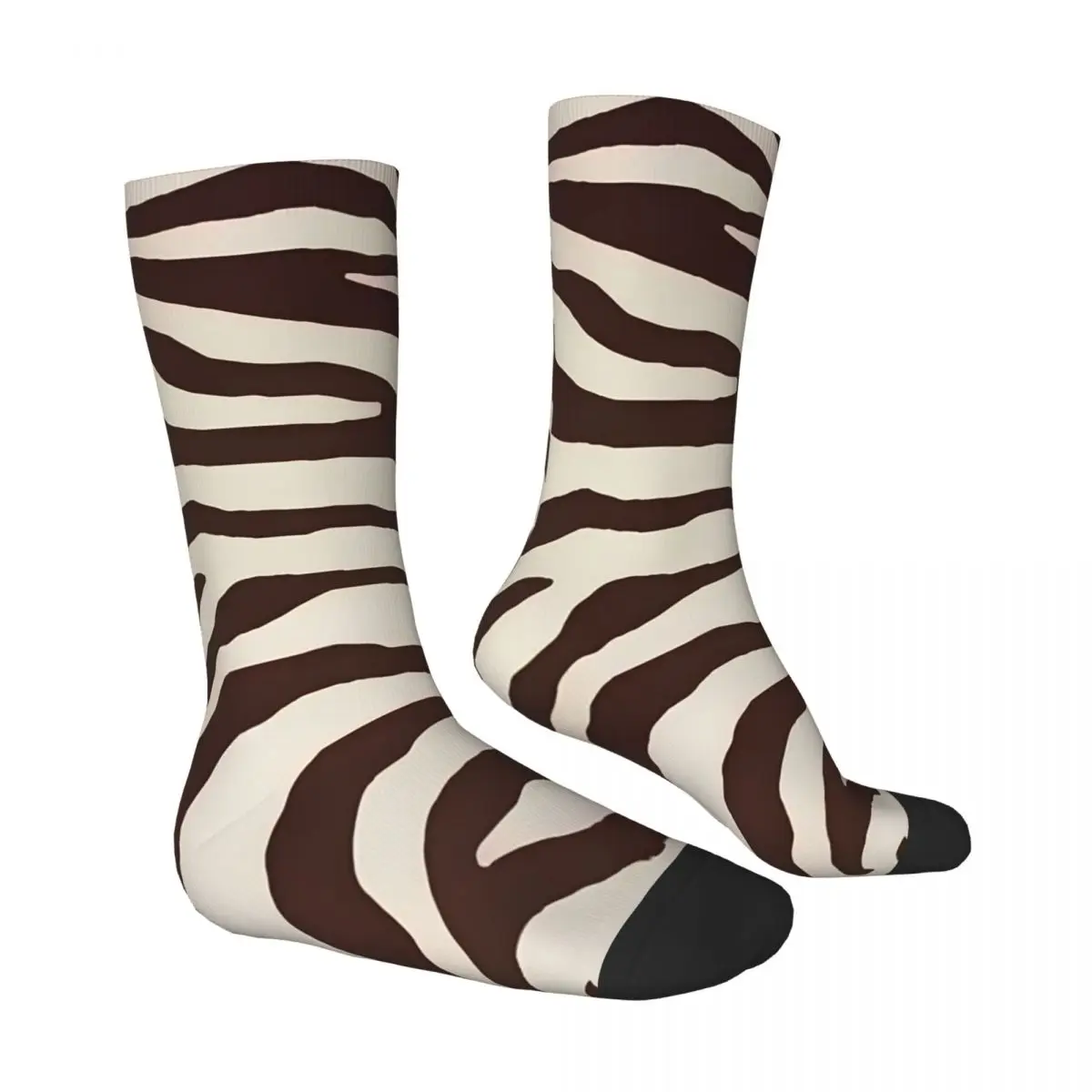 Brown Design Zebra Black White Pattern Texture Painting Socks Male Mens Women Spring Stockings Harajuku