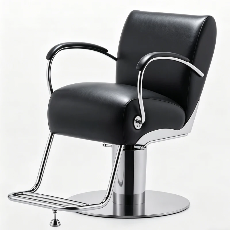 Salon Equipment  Furniture  Stainless Steel Black Salon Armchair with   Hair Cutting Styling  Barber Chair