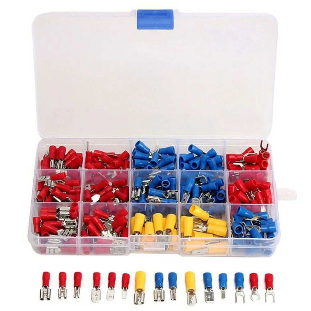 280PCS Crimp Spade Insulated Ring Fork Cable Lugs Assortment Kit Crimping Terminals Kit for Automotive Boat Truck