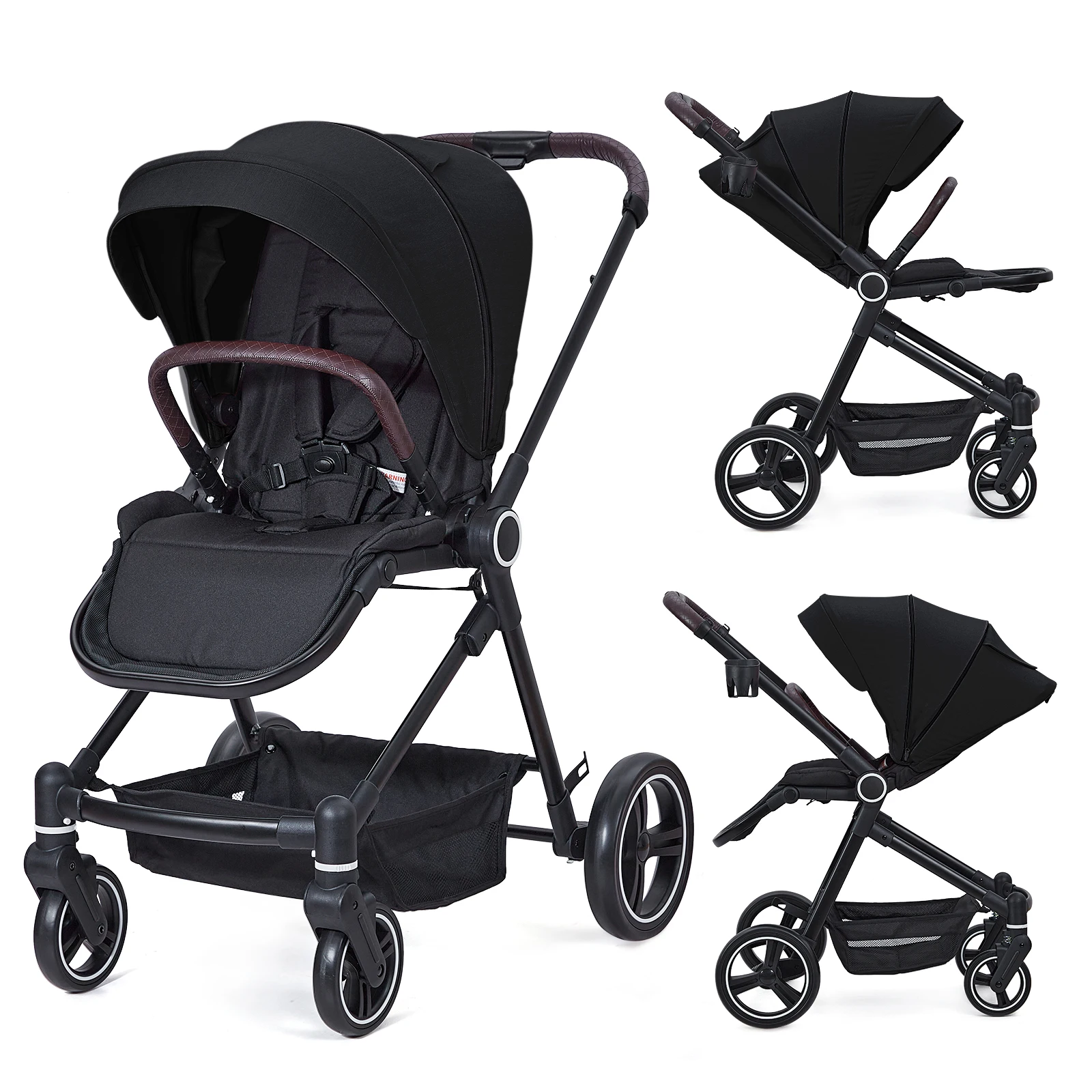 

Stroller Convertible Baby Pram with Reversible Seat and One-Hand Fold, High Landscape Toddler Infant Pushchair Adjustable
