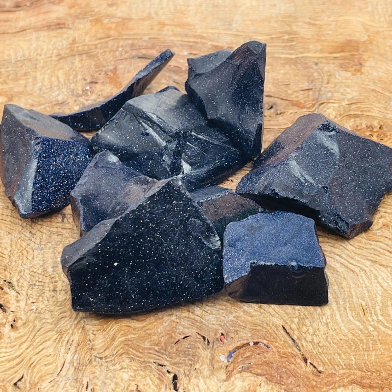 Blue Sandstone Raw Stone Mineral Specimen - Stone with Black & Deep Blue Hues, Shiny Decor, Jewelry Making, Display Collection