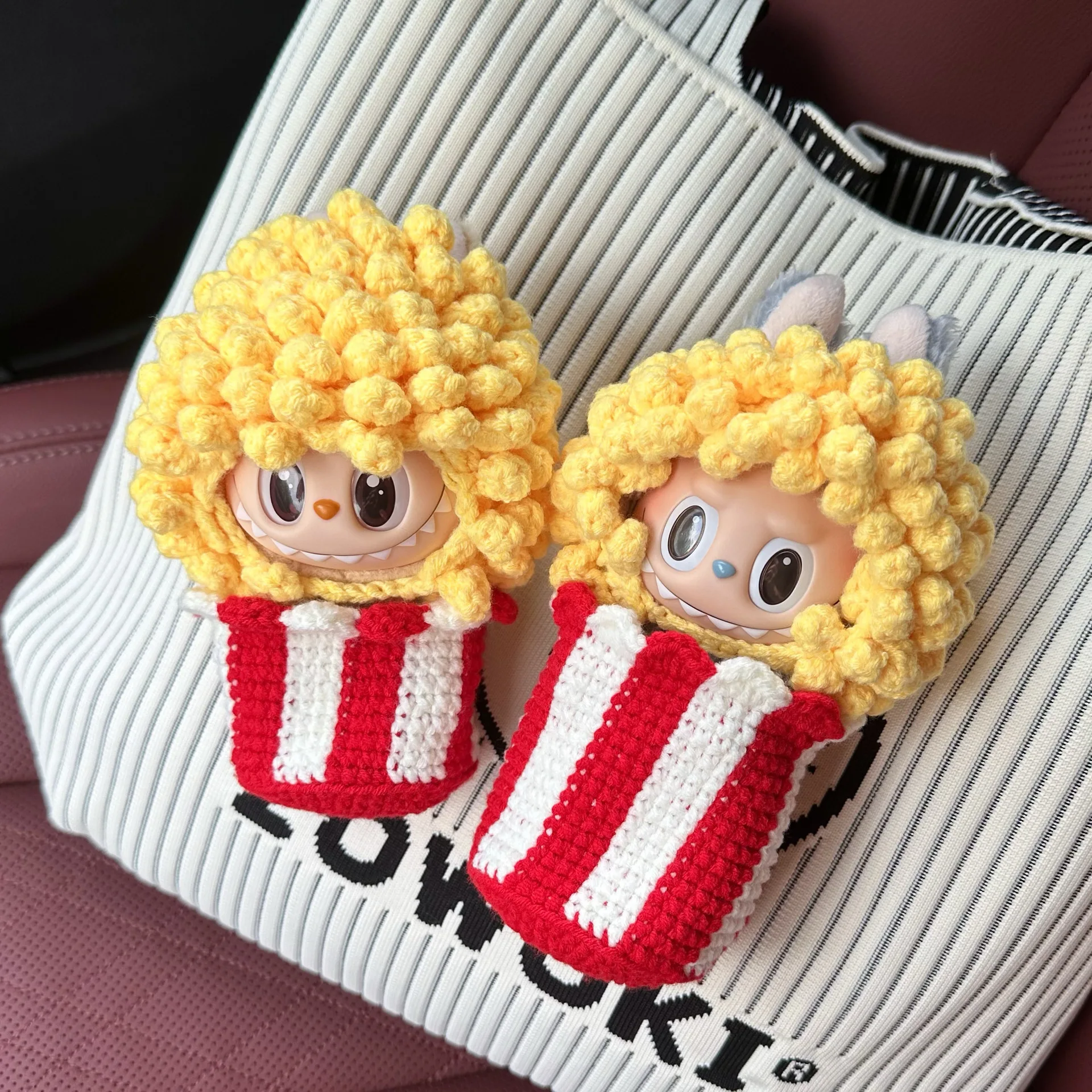 

New 123 generation labubu vinyl clothes baby clothes handmade popcorn headgear headband hat standing clothes labubu sitting suit