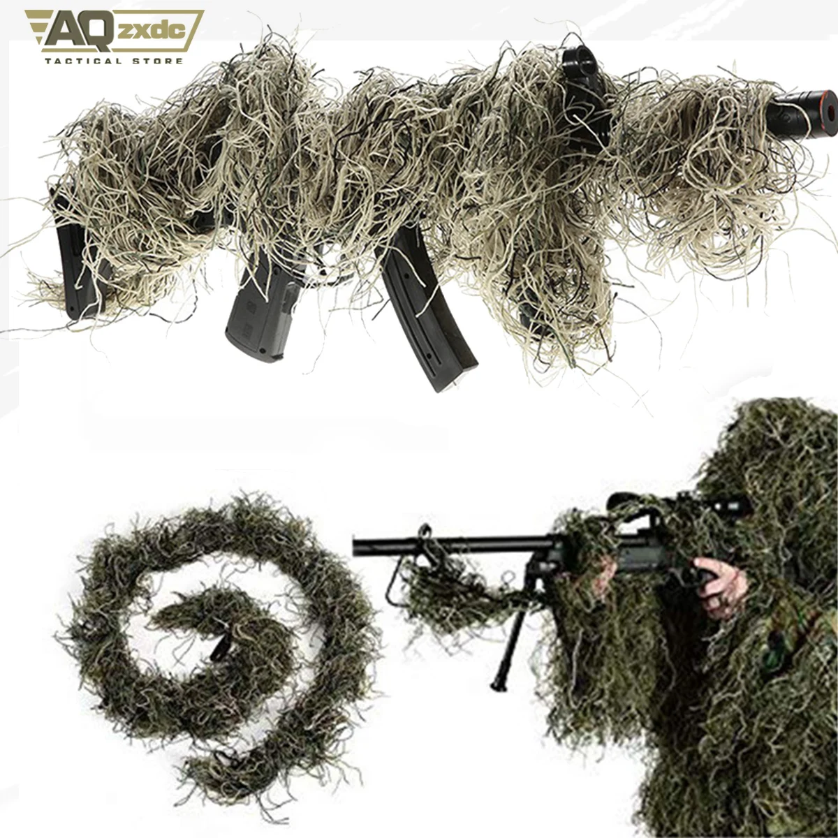 

Тактический камуфляжный чехол для винтовки Ghillie AQzxdc, с эластичным ремешком для камуфляжной охотничьей винтовки