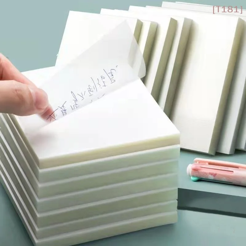 

[E] 50Sheets Creative PET Transparent Sticky Notes Perspective Waterproof Sticky Notes Student Stationery School Office Supplies