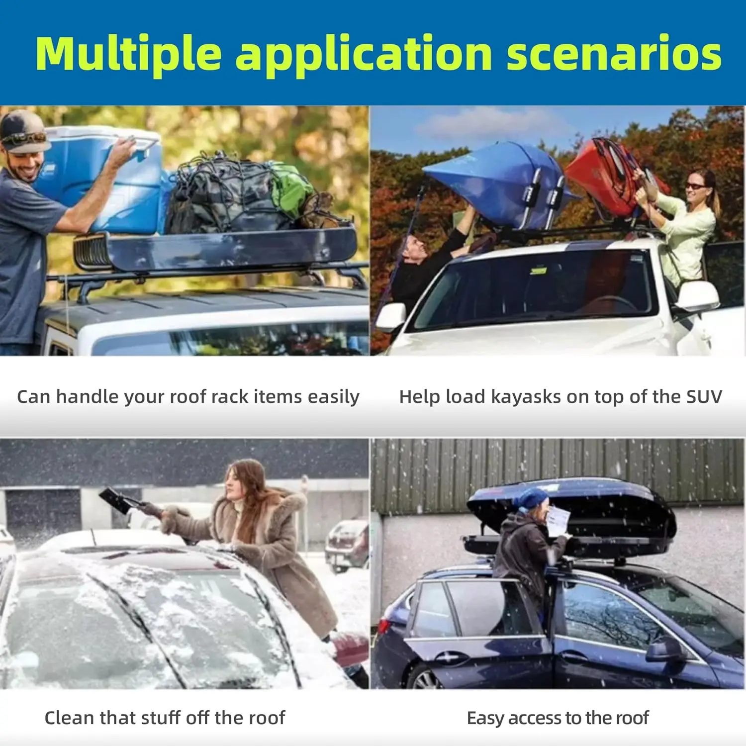 Folding Car Door Step Ladder, Universal Aluminum Alloy Latch Hook Pedal, Easy Access to Roof Rack for SUV Car Truck